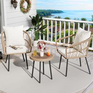 3-Piece Outdoor Wicker Patio Conversation Set