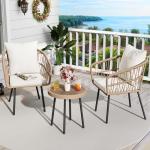 3-Piece Outdoor Wicker Patio Conversation Set