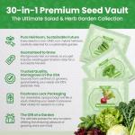 Fruivity 30 Heirloom Seeds Variety Pack - 18,500+ Non-GMO Seeds for Planting Vegetables, Home Garden Seeds for Hydroponic, Indoor and Outdoor, Christmas Unique Gift for Mother, Women, Mom, Friend, Her