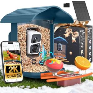 birdsnap® PAV-Bird Feeder with Camera 2K HD, 64GB Card, AI Identify Bird Species Smart Bird House with Camera Solar Powered, Record Video Live View, Auto Capture, Ideal Gift for Birds Lover