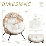 Shintenchi Wicker Egg Chair Outdoor Rattan Patio Chair with Cushion,Oversized Patio Lounge Chairs with Cushion Egg Basket Chair, Egg Seat for Indoor Living Room Bedroom Outside Patio Backyard Balcony