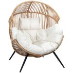 Shintenchi Wicker Egg Chair Outdoor Rattan Patio Chair with Cushion,Oversized Patio Lounge Chairs with Cushion Egg Basket Chair, Egg Seat for Indoor Living Room Bedroom Outside Patio Backyard Balcony