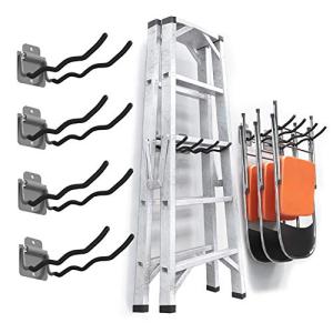 TORACK Garage Hooks Tool Organizer, 4 Pack Heavy Duty Steel 12" Wave Hooks, Wall Mount Garage Storage Utility Hook for Car Tires, Ladder, Chairs, Power Tools, Garden Tools