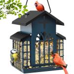 ScinDa 5LB Church Metal Hanging Bird Feeder for Outdoors, Weatherproof Suet Feeders for Outside Hanging, Large Bird Feeders Great for Attracting Finch, Woodpecker and More Wild Birds-White