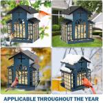 ScinDa 5LB Church Metal Hanging Bird Feeder for Outdoors, Weatherproof Suet Feeders for Outside Hanging, Large Bird Feeders Great for Attracting Finch, Woodpecker and More Wild Birds-White