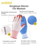 wahoo Gardening Gloves for Women, Garden Gloves with Latex Palm Coated, Breathable B.COMB AIR Technique, Pureed Pumpkin & Azure Blue, Small, 2 Pairs