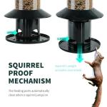 Squirrel Proof Bird Feeder - 360° Feeding Perch Tray for Outdoor Hanging Wild Bird Seeds, Dark Green.