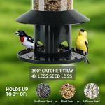 Squirrel Proof Bird Feeder - 360° Feeding Perch Tray for Outdoor Hanging Wild Bird Seeds, Dark Green.