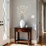 Ammyoo 4Pcs Cherry Blossom Branches Artificial Flowers for Spring Summer Indoor Decoration,Faux Long Stem Artificial Flowers for Wedding Home Office Bedroom Party Table Centerpieces Decor(White)