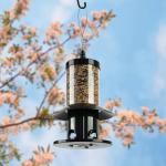 Squirrel Proof Bird Feeder - 360° Feeding Perch Tray for Outdoor Hanging Wild Bird Seeds, Dark Green.