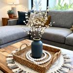 Ammyoo 4Pcs Cherry Blossom Branches Artificial Flowers for Spring Summer Indoor Decoration,Faux Long Stem Artificial Flowers for Wedding Home Office Bedroom Party Table Centerpieces Decor(White)