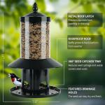 Squirrel Proof Bird Feeder - 360° Feeding Perch Tray for Outdoor Hanging Wild Bird Seeds, Dark Green.