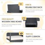 Devoko Patio Conversation Sets Outdoor Loveseat with Built-in Table & Cushions Wicker Patio Furniture Porch Chairs Bench for Lawn, Backyard, Balcony (Beige)