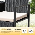 Devoko Patio Conversation Sets Outdoor Loveseat with Built-in Table & Cushions Wicker Patio Furniture Porch Chairs Bench for Lawn, Backyard, Balcony (Beige)