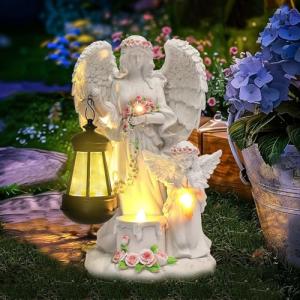 KPFCJSDJ Angel Solar Lights Outdoor Garden, Angel Garden Statues Outdoor - Angel Statue for Patio, Lawn Or Garden Decor