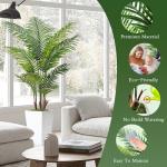 6FT Artificial Palm Tree, Tall Faux Palm Tree Indoor with Fake Plants Tall, Artificial Plants with Lifelike Leaves for Home Office Decor (White)