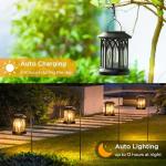 WdtPro Solar Lanterns Outdoor Waterproof, Upgraded Bright Hanging Solar Lights for Outside,Solar Powered Lanterns Lighting LED for Garden Patio Yard Decorative 2 Pack (Warm Light)