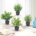 FAVOWREATH 4 Pack Fake Plants Ceramic Mini Artificial Greenery Potted Plants for Home, Office, Room, Farmhouse, Indoor Table, Bathroom Decor