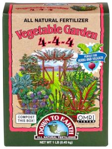 Down To Earth All Natural Fertilizers Organic Vegetable Garden - Plant Food for Vegetables, Herbs, Greens and Raised Beds 4-4-4, 1 lb