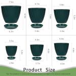 Vodotion - Plant Pots Indoor with Saucers & Drainage - 6 Pack Flower Pots - Plastic Planters for Indoor Planter - 7.5/6.6/5.8/5.0/4.3/3.5 inches Sizes for All Different Types of Plants-Dark Green