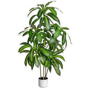 5FT Artificial Dracaena Tree – 6-Head Design, Full Lush Leaves, Realistic Faux Indoor Floor Plant for Home & Office Decor, Tall Artificial Plant for Living Room, Bedroom, Apartment,