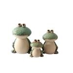 KSZNZB Frog Garden Decor Set of 3,Funny Cute Ceramic Frog Garden Statues Yard Decoration Outdoor Holiday Decorations,Ideal Ornament for Outside Pond Pool Patio Front Porch Backyard (Green)