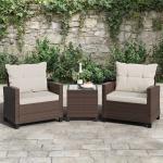 Shintenchi 3 Pieces Patio Furniture Set 3 Pieces PE Rattan Wicker Chairs with Table Outdoor Furniture for Backyard/Garden/Poolside/Outdoor Restaurant Brown Rattan with White Cushion