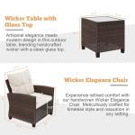 Shintenchi 3 Pieces Patio Furniture Set 3 Pieces PE Rattan Wicker Chairs with Table Outdoor Furniture for Backyard/Garden/Poolside/Outdoor Restaurant Brown Rattan with White Cushion