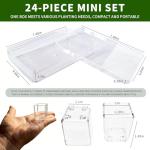 QCSMBFL 24 pcs Mini Clear Plastic Planter with Box, 2.8cm/1.1in with Drainage Hole & Bottom Support. Mini Succulent Nursery Pots for Roots Viewing, Home Potting, DIY, Office/Window Sill Decor
