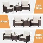 Shintenchi 3 Pieces Patio Furniture Set 3 Pieces PE Rattan Wicker Chairs with Table Outdoor Furniture for Backyard/Garden/Poolside/Outdoor Restaurant Brown Rattan with White Cushion