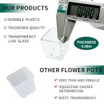 QCSMBFL 24 pcs Mini Clear Plastic Planter with Box, 2.8cm/1.1in with Drainage Hole & Bottom Support. Mini Succulent Nursery Pots for Roots Viewing, Home Potting, DIY, Office/Window Sill Decor