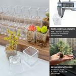 QCSMBFL 24 pcs Mini Clear Plastic Planter with Box, 2.8cm/1.1in with Drainage Hole & Bottom Support. Mini Succulent Nursery Pots for Roots Viewing, Home Potting, DIY, Office/Window Sill Decor