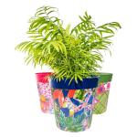 Hum Flowerpots, 10 inch Set of 3, Various Patterns Colors and Sizes, Indoor/Outdoor Plastic Plant Pots (Multi Floral)