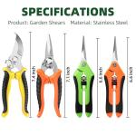 4 Pack Stainless Steel Garden Pruning Shears
