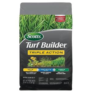 Scotts Turf Builder Triple Action1 - Combination Weed Control, Weed Preventer, and Fertilizer, 33.94 lbs., 12,000 sq. ft.