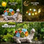 Turtle Solar Garden Statue with Succulent and Lights