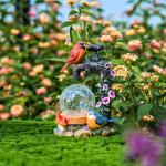 TERESA'S COLLECTIONS Garden Decor, Cardinal Garden Decor, Cute Cardinal and Faucet and Solar Light Glass Ball, Waterproof Resin Garden Statues, Cardinal Gifts, Birthday Gifts for Women Mom, 6"