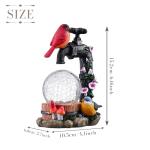 TERESA'S COLLECTIONS Garden Decor, Cardinal Garden Decor, Cute Cardinal and Faucet and Solar Light Glass Ball, Waterproof Resin Garden Statues, Cardinal Gifts, Birthday Gifts for Women Mom, 6"
