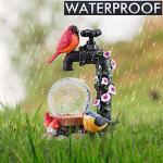 TERESA'S COLLECTIONS Garden Decor, Cardinal Garden Decor, Cute Cardinal and Faucet and Solar Light Glass Ball, Waterproof Resin Garden Statues, Cardinal Gifts, Birthday Gifts for Women Mom, 6"