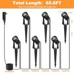 Outdoor Landscape lighting Low Voltage, 65.6FT Wired LED Spot light with Plug-in Transformer, IP65 Waterproof Outside Uplight 18W 1800LM for Yard Garden Tree Pathway House, Warm White 3000K, Pack of 6