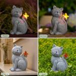 Solar Cat Garden Statue with Butterfly Decoration