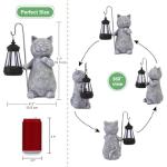 Solar Cat Statue with Lantern for Garden Decor