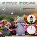 Solar Cat Statue with Lantern for Garden Decor
