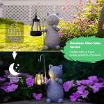 Solar Cat Statue with Lantern for Garden Decor