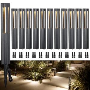 LEONLITE 12-Pack Low Voltage Path Lights, 3W LED Landscape Pathway Lights, Outdoor Landscape Lighting for Driveway, Garden, Aluminum, 12-24V AC/DC, ETL Listed, IP65 Waterproof, 3000K Warm White, Black