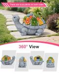 Solar Turtle Statue Garden Decor for Outside with Succulents and 7 LED Lights – 10.3 Inch Cute Lawn Ornaments for Patio, Porch, Balcony & Yard – Unique Birthday Gifts for Women Mom Grandma Wife