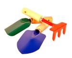 G & F 10012 JustForKids Kids Garden Tools Set with Tote hand rake shovel trowel,Assorted