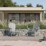 Ciokea Folding Adirondack Chair Wood Texture, Patio Chair Weather Resistant, Plastic Fire Pit Chair with Cup Holder, for Lawn Outdoor Porch Garden Backyard Deck (Grey)