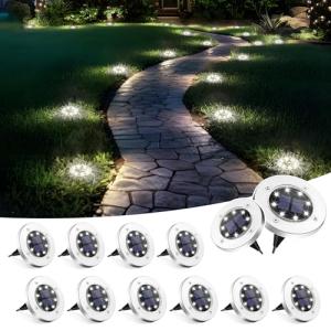 12 Pack Solar Ground Lights for Outdoor Spaces