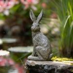 DiliComing Outdoor Rabbit Garden Statue - 12 Inch Large Easter Bunny Decor Grey Resin Animal Sculpture for Home Lawn Yard Decorations Womens Gifts